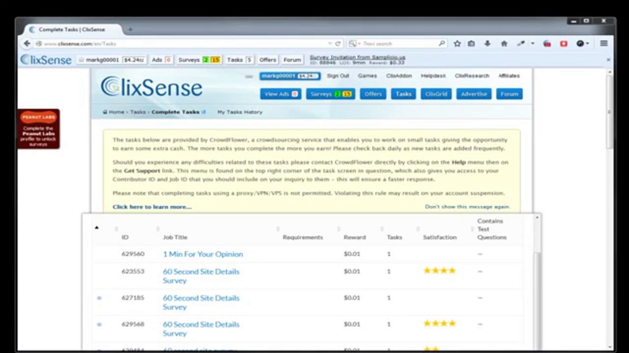 Clixsense- How To Complete Tasks