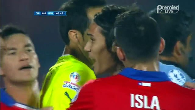 Cavani angry after the red card | Chile vs Uruguay 25.06.2015