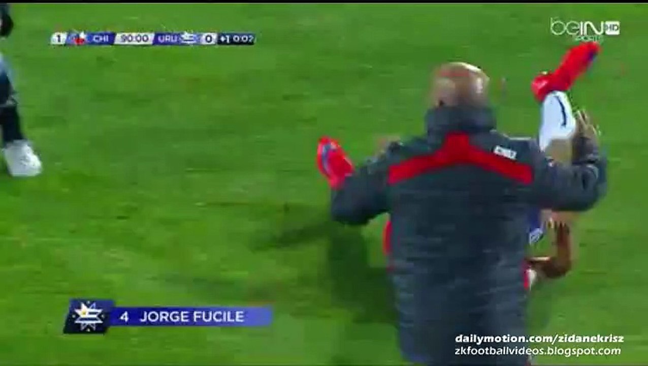 Jorge Fucile Brutal Faul and Red Card - Chile v. Uruguay 24.06.2015