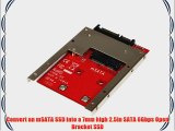 StarTech.com mSATA SSD to 2.5-Inch SATA Adapter Converter with Open Frame Bracket and 7mm Drive