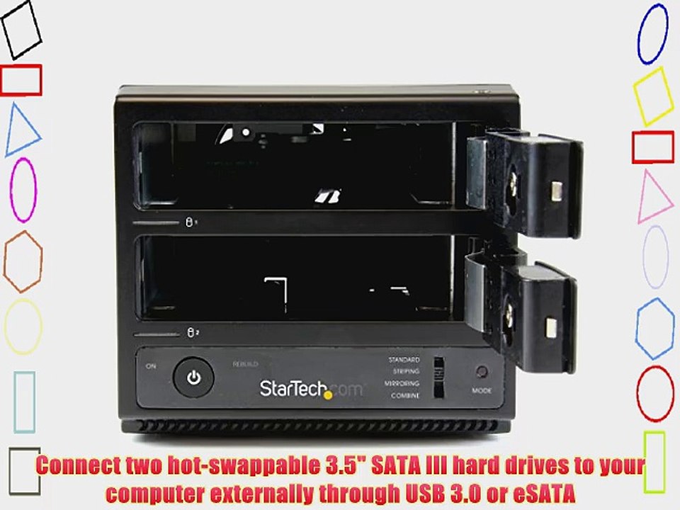 StarTech.com USB 3.0/eSATA Dual-Bay Trayless 3.5-Inch SATA III Hard Drive Enclosure with UASP