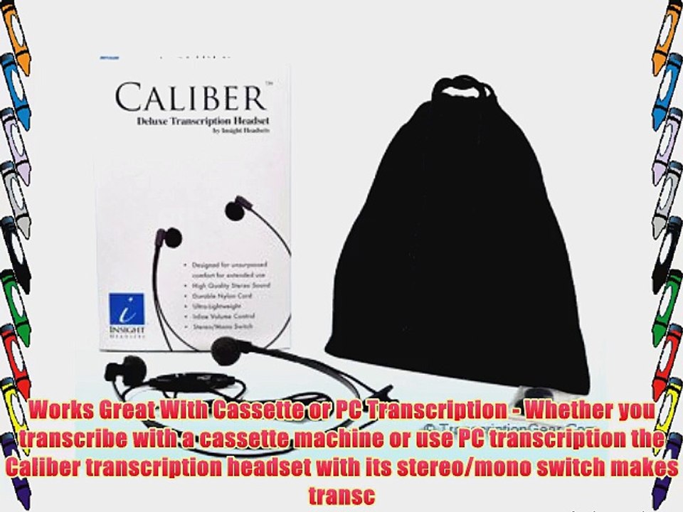 Caliber Stereo Transcription Headset with Inline Volume Control and Stereo/Mono Switch