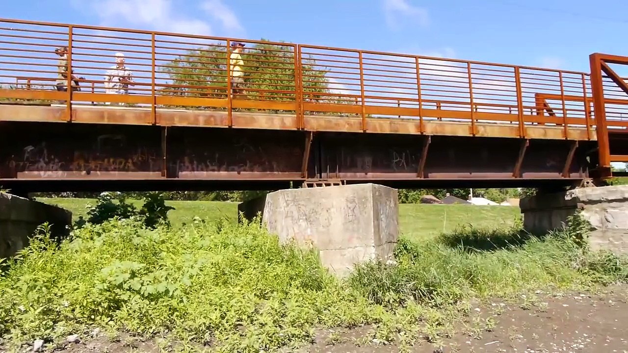 Monon Trail Bridge over the Little Calumet river connects Hammond with Munster in Indiana