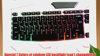 Superbpag 7 Immutable Colorful LED Backlits Backlight USB Wired Gaming Keyboard -White