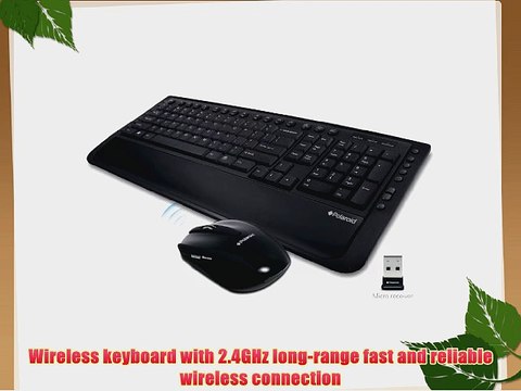 Polaroid Wireless Multimedia Keyboard and Laser Mouse-Black