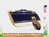 BlueFinger? Three Color Adjustable Luminous with Purple Red Blue Gaming Wired Keyboard and