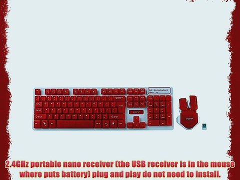 BlueFinger Cool Red Wireless Keyboard and Mouse Combo Set BlueFinger Customized Mouse Pad