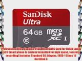 Professional Ultra SanDisk 64GB MicroSDXC Card for Nokia Lumia 1520 Smart phone is custom formatted