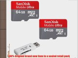 SanDisk 128GB (64GB x2)MicroSD XC Class 10 UHS-1 SDSDQUA-064G Ultra Fast Speed Memory Card