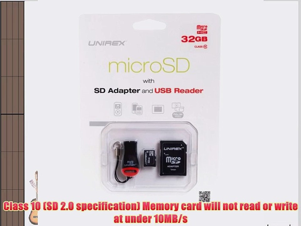 Unirex 32GB Class 10 microSDHC Flash Memory Card with SD Adapter and USB Reader
