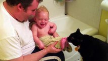 The Cat Is Hungry for Baby Toes | Cat Licking Baby Toes