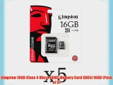 Kingston 16GB Class 4 Micro SDHC Memory Card SDC4/16GB (Pack of 5)