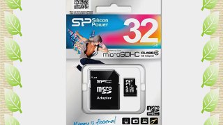 Silicon Power 32 GB microSDHC Class 4 Flash Memory Card with SD Adapter SP032GBSTH004V10-SP