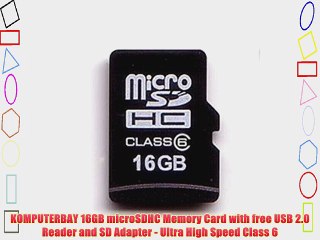 KOMPUTERBAY 16GB microSDHC Memory Card with free USB 2.0 Reader and SD Adapter - Ultra High