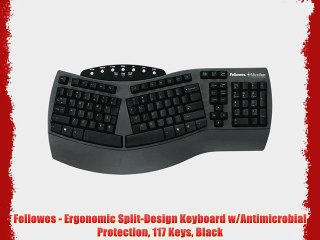 Fellowes - Ergonomic Split-Design Keyboard w/Antimicrobial Protection 117 Keys Black