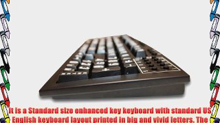 Large Print Keyboard - White Big Jumbo Letters Legends or Characters USB Wired Black English