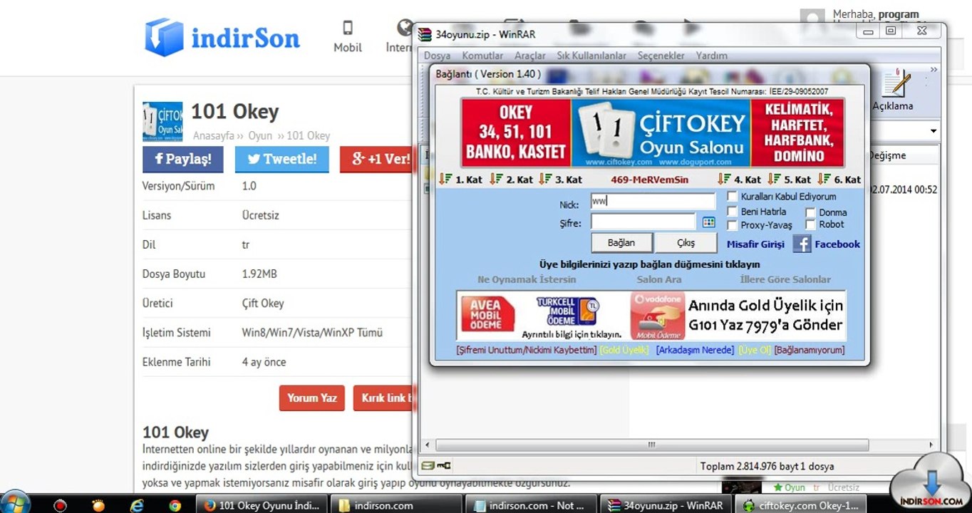101 Okey Domino ve Kart Oyunlari