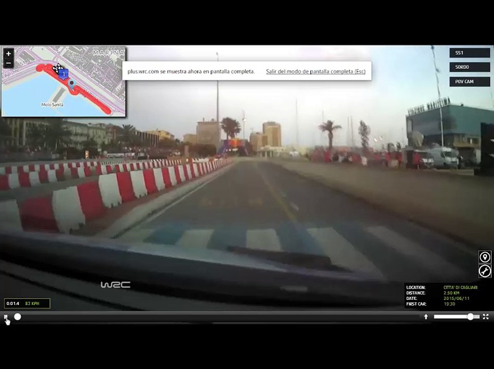WRC rally cerdeña 2015 camara interior Especial 1. Cittá di Cagliari