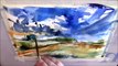Watercolor painting landscape Demo Rainy landscape