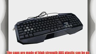 AGPtek? 3-level Blue LED Illuminated Ergonomic Backlit USB Wired Gaming Keyboard - 7 Multimedia