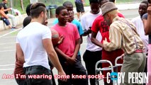 Rapper disguised as old man raps in Harlem, NY