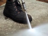 Safety at work - Water Jetting boots damaged by high pressure water