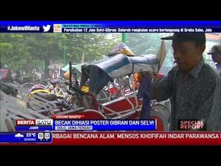 Becak di Solo Berhias Poster Gibran dan Selvi