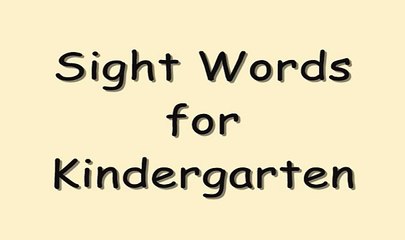 Kindergarten Sight Words