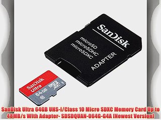 Download Video: SanDisk Ultra 64GB UHS-I/Class 10 Micro SDXC Memory Card Up to 48MB/s With Adapter- SDSDQUAN-064G-G4A