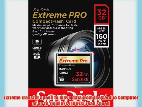 SanDisk Extreme PRO 32GB CompactFlash Memory Card UDMA 7 Speed Up To 160MB/s- SDCFXPS-032G-X46