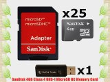 25 PACK - SanDisk 4GB MicroSD HC Memory Card SDSDQAB-004G (Bulk Packaging) LOT OF 25 with SD