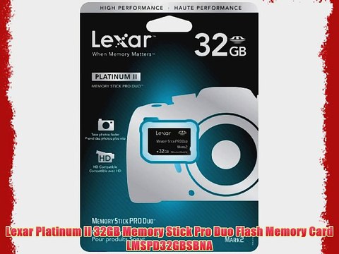 Lexar Platinum II 32GB Memory Stick Pro Duo Flash Memory Card LMSPD32GBSBNA