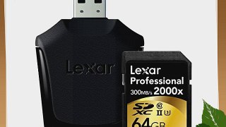 Lexar Professional 2000x 64GB SDXC UHS-II/U3 (Up to 300MB/s Read) w/USB 3.0 Reader/Image Rescue