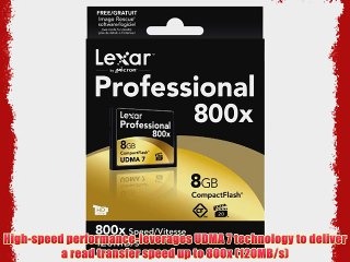 Lexar Professional 800x 8GB VPG-20 CompactFlash Card (Up to 120MB/s Read) w/Free Image Rescue