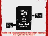 TOPRAM 32GB (16GB x 2) microSD microSDHC Card Class 4 with Memory Stick Pro Duo Adapter