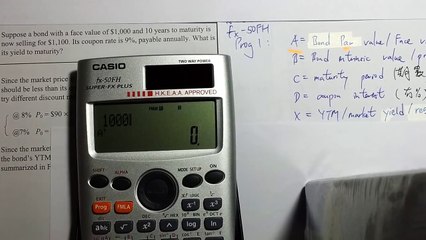 Question of Yield to Maturity (Casio fx-50FH Prog Demo)