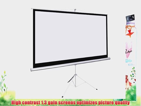 Giantex 100 16:9 Manual Projection Screen Pull Down Tripod Projector Matte White Stand