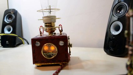 Steampunk lamp number 9, with DIMMER and Edison lamp,and BRASS Voltmeter 110 / 220 volt