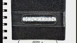 GENUINE STINGRAY LEATHER w/ROW BIFOLD WALLET CLASSIC BLACK NEW ZIPPER SLOT FREE SHIPPNG by
