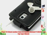 PDair T41 Black Leather Case for Huawei Ascend P1 U9200 - Flip Top Type (Black)