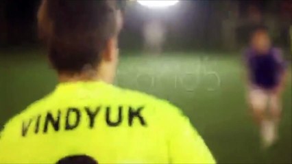 Soccer (football) player attacks, tricks, strikes on goal but fails to score.. Stock Footage