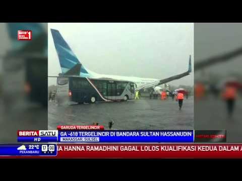 Pesawat Garuda Indonesia Tergelincir di Makassar