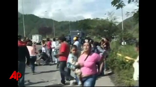 Raw Video: Bus Runs Over Protesters on Highway