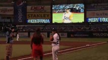 Chelsea Baker Tosses Ceremonial First Pitch at Rays Game