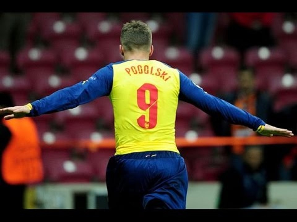 Arsenal fans sing "Lukas Podolski We Want You To Stay" at West Ham