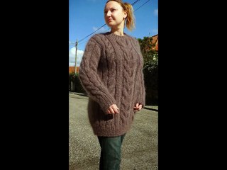 Hand Knitted Long hair Mohair Stylish Sweater Mocha Women by LanaKnittings
