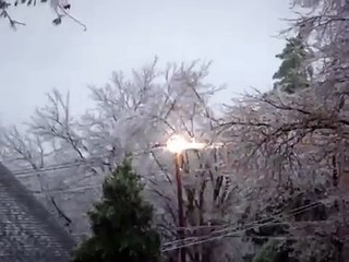 Ice Storm Powerline With Explosion