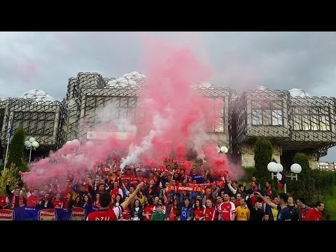 Arsenal Kosovo Fans Celebrate FA Cup Win With Flares & Fireworks