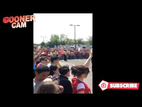 Victory Parade Bus Leaves The Emirates With The FA Cup