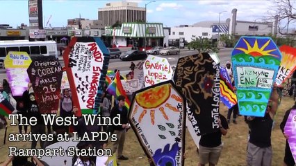 Youth Justice Coalition's  #DeathByCop "Remember Me" 617+ Coffins March thru DTLA
